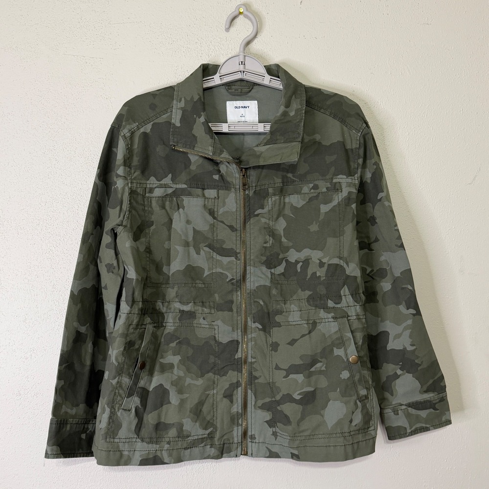 Old Navy Womens Camo Utility Field Jacket Green Medium Petite Gorpcore - Picture 2 of 11
